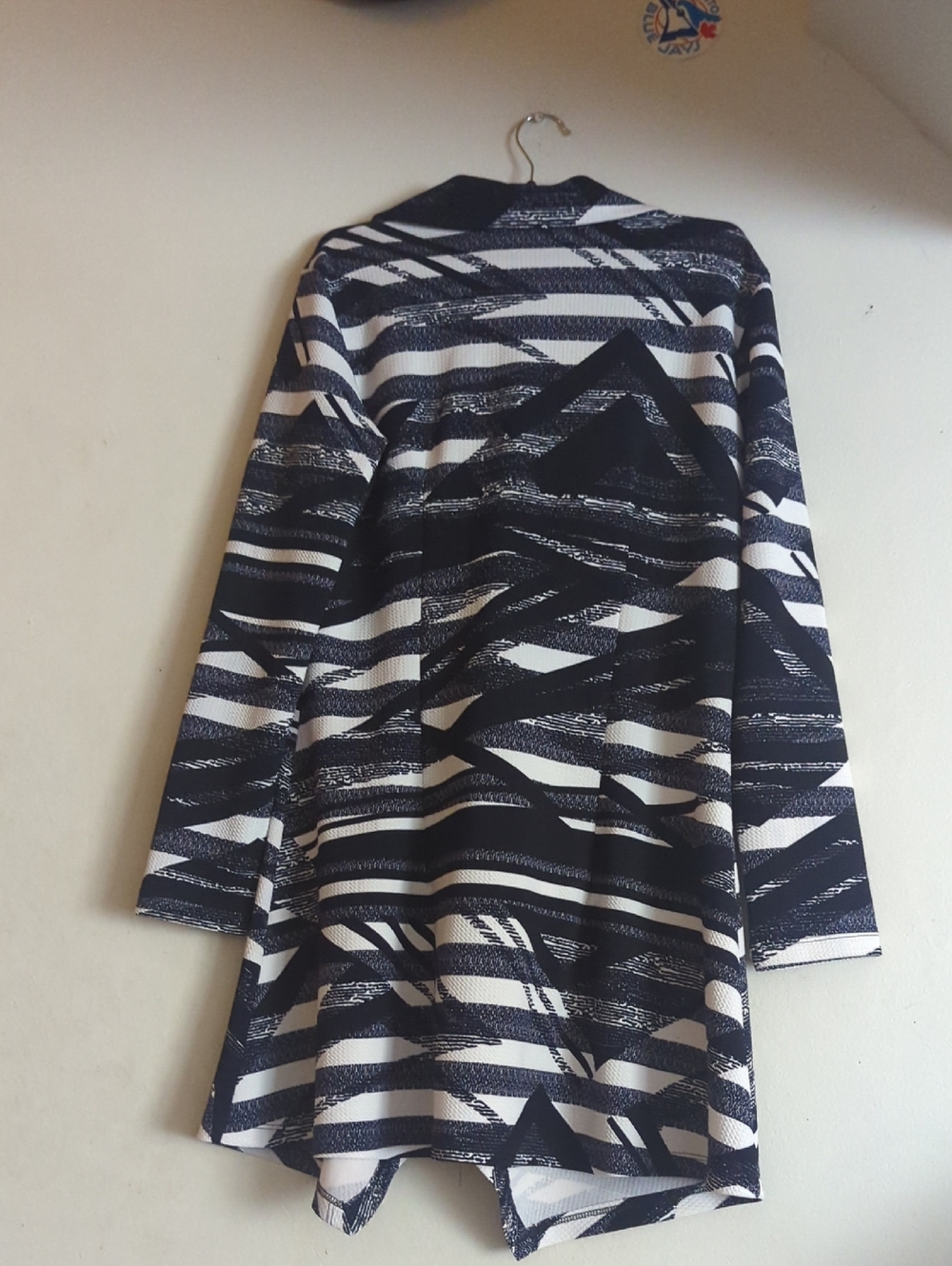 Zooni Collection Black & White Striped Asymmetric Blazer - Picture 5 of 9